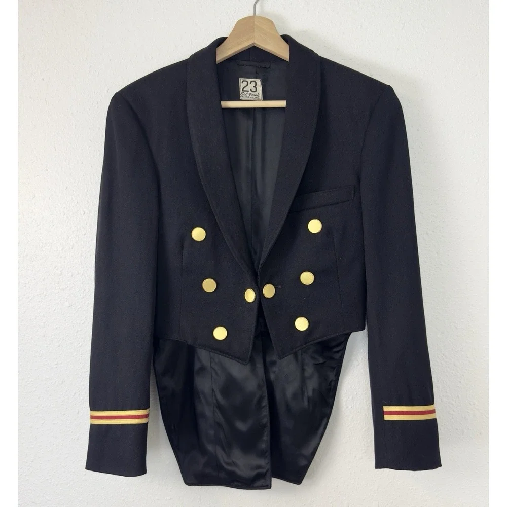 Vintage 60s US Naval Academy Band Black Dress Mess Uniform Tail Jacket Mens 36